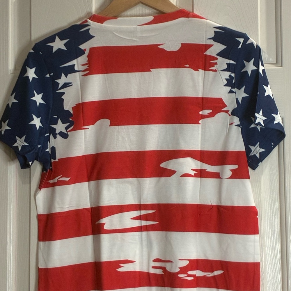 Stars and Stripes Cow Print Women's Tee - Picture 5 of 9